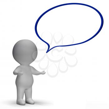 Speech Bubble And 3d Character Meaning Speaking Or Announcement