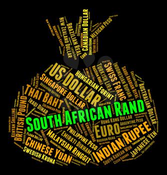 South African Rand Showing Exchange Rate And Wordcloud