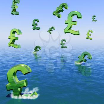 Pounds Falling In The Sea Showing Depression Recession And Economic Downturns