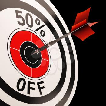 50 Percent Off Showing Percentage Reduction Special Offer