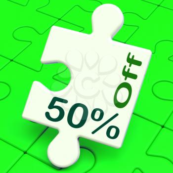 Fifty Percent Off Puzzle Meaning Discount Or Sale 50%