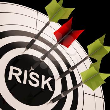 Risk On Dartboard Shows Risky Business Or Monetary Crisis