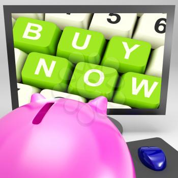 Buy Now Keys On Monitor Showing Ecommerce And Marketing