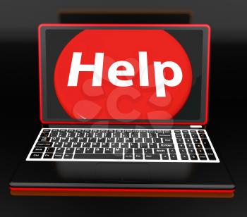 Help On Laptop Showing Helping Customer Assistance Helpdesk Or Support