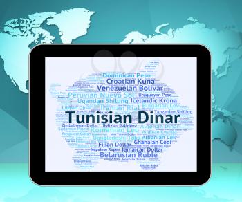 Tunisian Dinar Indicating Currency Exchange And Word