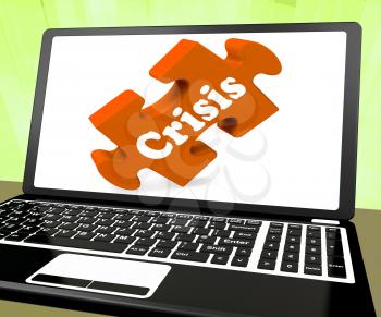 Crisis Laptop Meaning Catastrophe Troubles Or Critical Situation