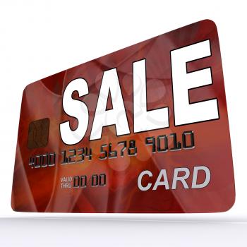 Sale Bank Card Showing Retail Bargains And Discounts