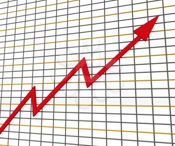 Red Graph Showing Profit Line Increase Achievement Progress