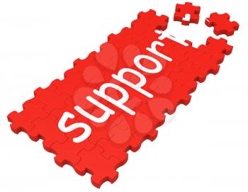 Support Puzzle Showing Advice, Assistance And Help