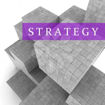 Strategy Blocks Representing Solutions Tactics And Vision 3d Rendering