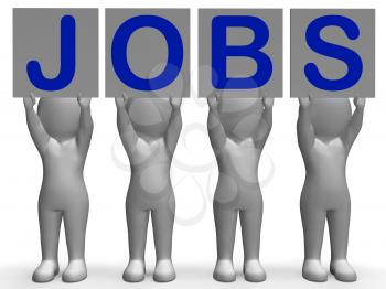Jobs Banner Showing Job Recruitment Profession Or Employment
