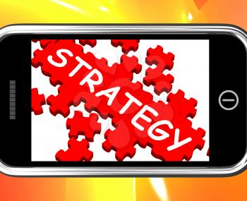 Strategy On Smartphone Showing Strategic Vision And Successful Tactics