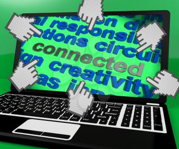 Connected Laptop Word Showing Globalisation Internet And Networking
