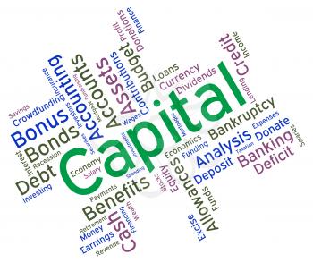 Capital Word Indicating Funding Wordcloud And Text 