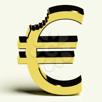 Euro With Bite Showing Devaluation Crisis And Recessions