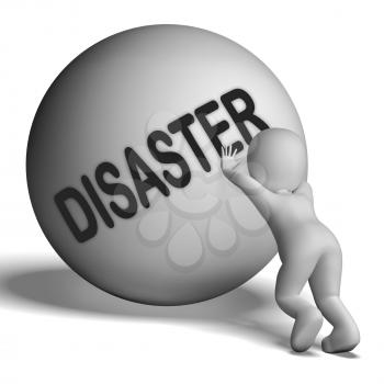 Disaster Uphill 3D Character Showing Crisis Trouble Or Calamity