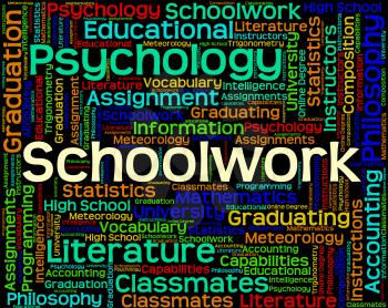 Schoolwork Word Indicating Homework Projects And Text