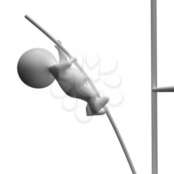 High Jump 3d Character Shows Achievement And Success