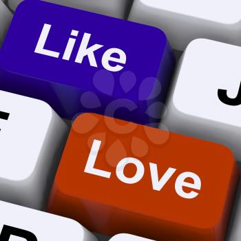 Like And Love Keys On Keyboard For Online Friends