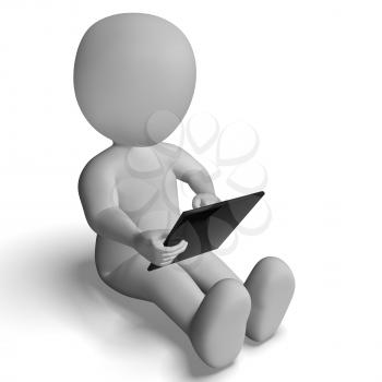 Ipad Or Tablet Pc Being Used By 3d Character