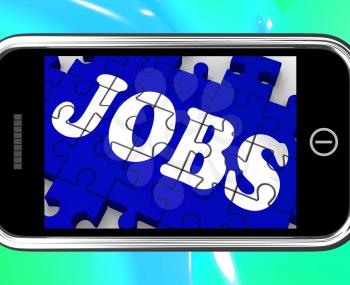 Jobs On Smartphone Shows Vocational Guidance Or Employments