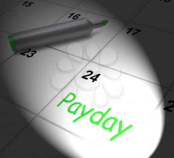 Payday Calendar Displaying Salary Or Wages For Employment