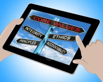 Core Values Tablet Meaning Integrity Ethics Principals And Accountability