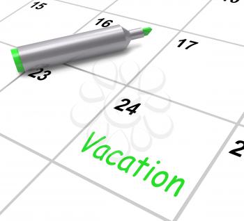 Vacation Calendar Showing Day Off Work Or Holiday