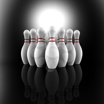 Ten Pin Bowling Pins Showing Skittles Alley
