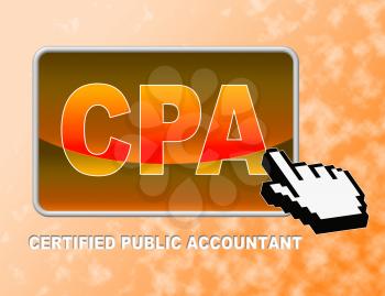Cpa Button Indicating Certified Public Accountant And Web Site