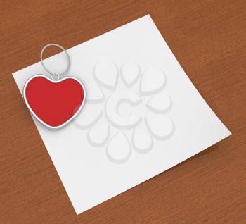 Heart Clip On Note Showing Affection Note Or Love Letter