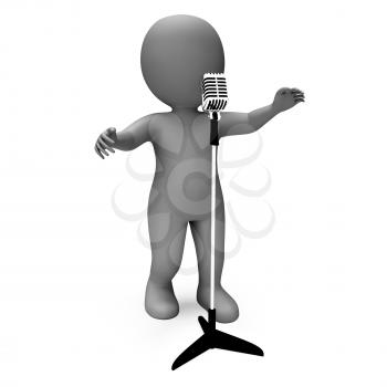 Singer Character Showing Singing Or Talent Microphone Concert