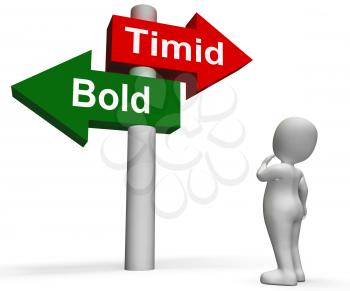 Timid Bold Signpost Meaning Fear Or Courage