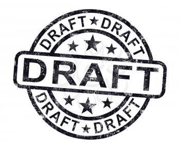 Draft Stamp Shows Outline Document Or Letters