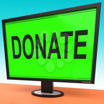 Donate Computer Showing Charity Donating And Fundraising