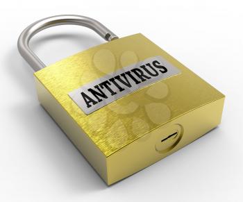 Antivirus Padlock Indicating Malicious Software And Unsafe 3d Rendering