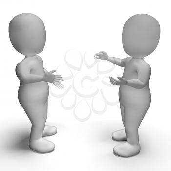 Conversation Between Two 3d Characters Shows Communication 