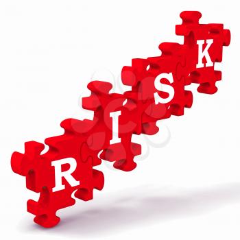 Risk Puzzle Showing Crisis, Problems And Insecurity