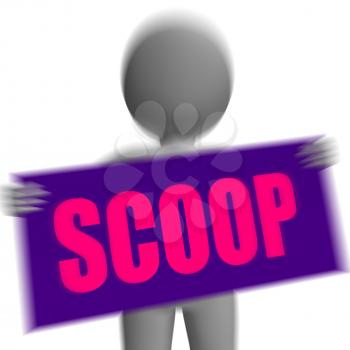 Scoop Sign Character Displaying Gossipmonger Or Intimate Tatter