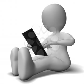 Ipad Or Tablet Pc Used By 3d Character