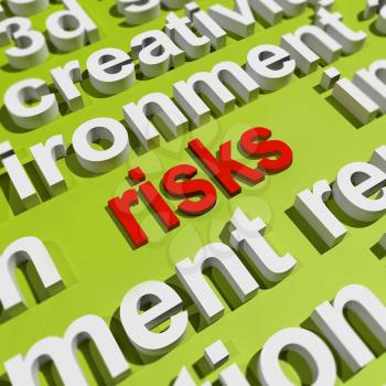 Risks In Word Cloud Showing Investment Risks And Economy Crisis