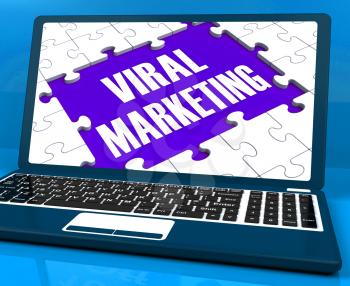 Viral Marketing On Laptop Shows Social Media Advertisement And Marketing Campaigns