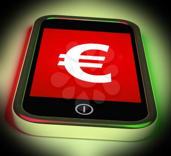 Euro Sign On Mobile Showing European Currency