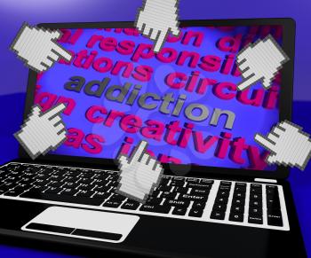 Addiction Laptop Screen Meaning Obsession Enslavement Or Dependence