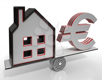 House And Euro Balancing Shows Investment Or Mortgage