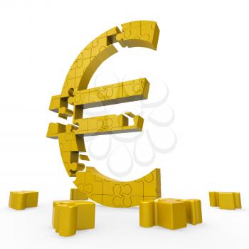 Euro Sign Showing Money Investment In Europe And Wealth