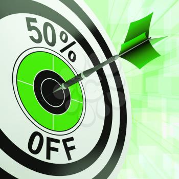 50 Percent Off Showing Discount Promotion Retail Purchasing Advertisement