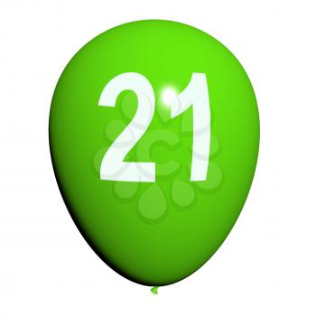 21 Balloon Showing Twenty-first Happy Birthday Celebration