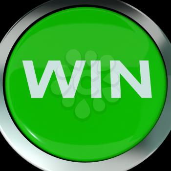 Win Button Showing Success Winner Victory And Champion