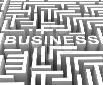 Business Word In Maze Shows Finding Commerce Or Entrepreneur